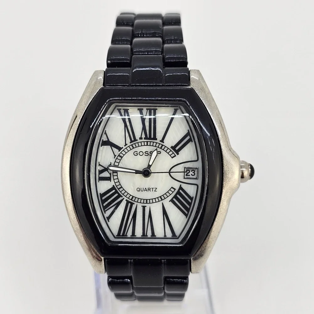 Gossip Watch Women 38MM White Dial Date Black Bands 6.5